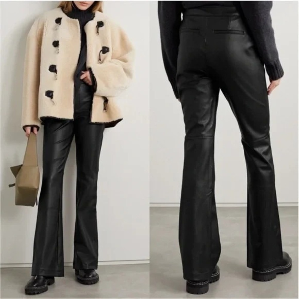 Spanx Black‎ Leather Like Flare Pants Size Medium Petite